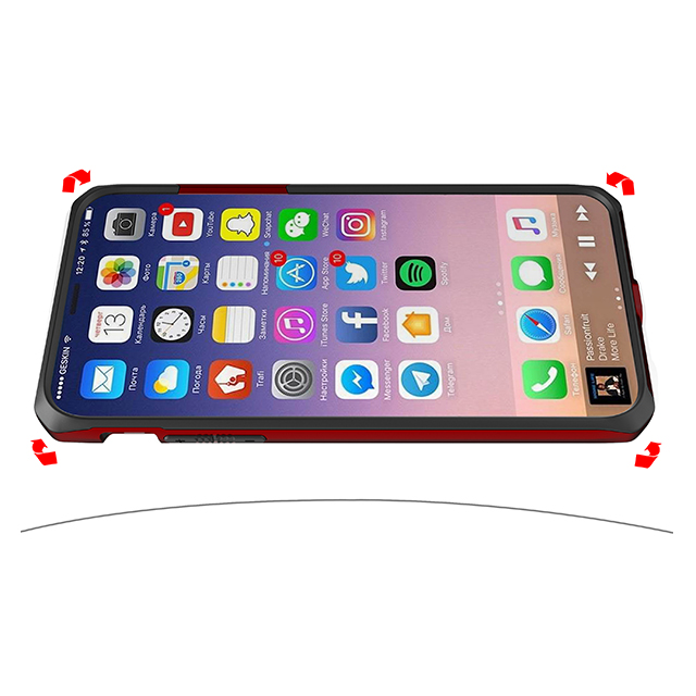 【iPhoneXS/X ケース】液晶保護ガラス付き! 耐衝撃ケース VENUM (レッド)サブ画像