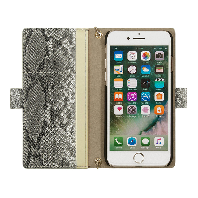 【iPhoneSE(第3/2世代)/8/7 ケース】Gold trim Wallet (ベージュ)サブ画像