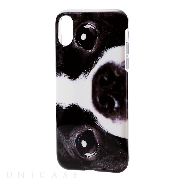 【iPhoneXS/X ケース】ソフトケース テクスチャー animal eye (ボストンテリア)