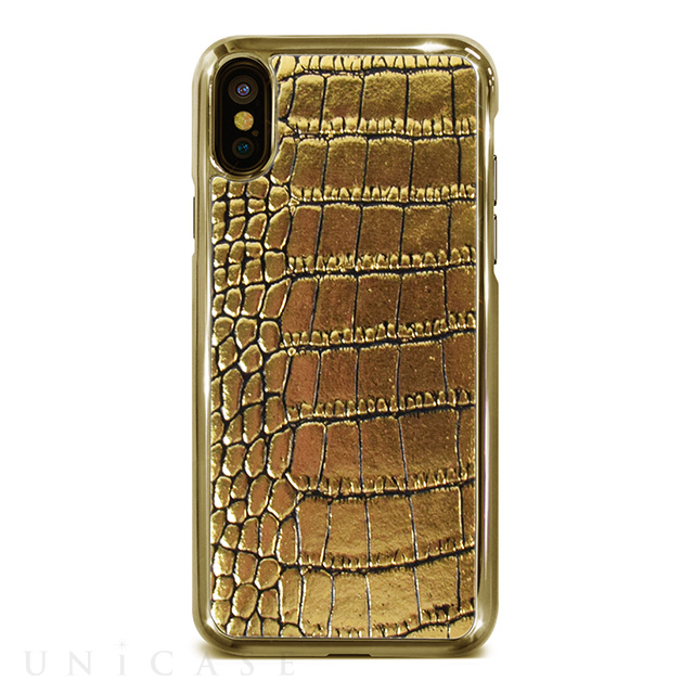 【iPhoneXS/X ケース】Gold Croco Bar