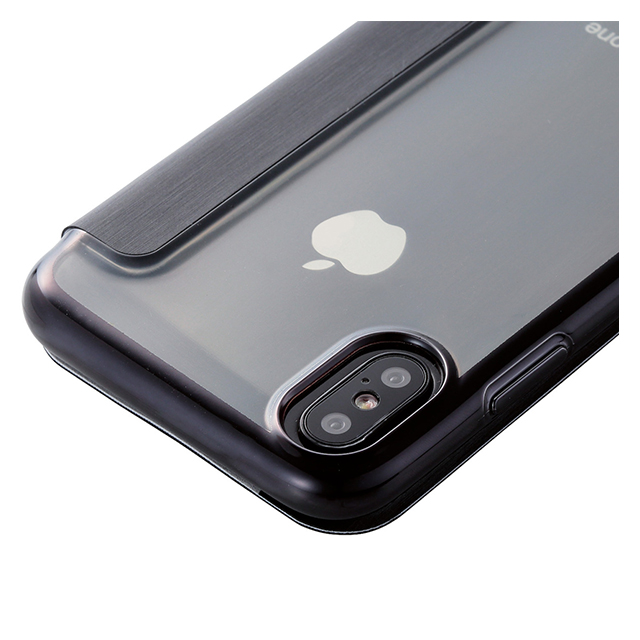 【iPhoneXS/X ケース】ソフトケース サイドメッキ フラップ付 (ブラック)goods_nameサブ画像