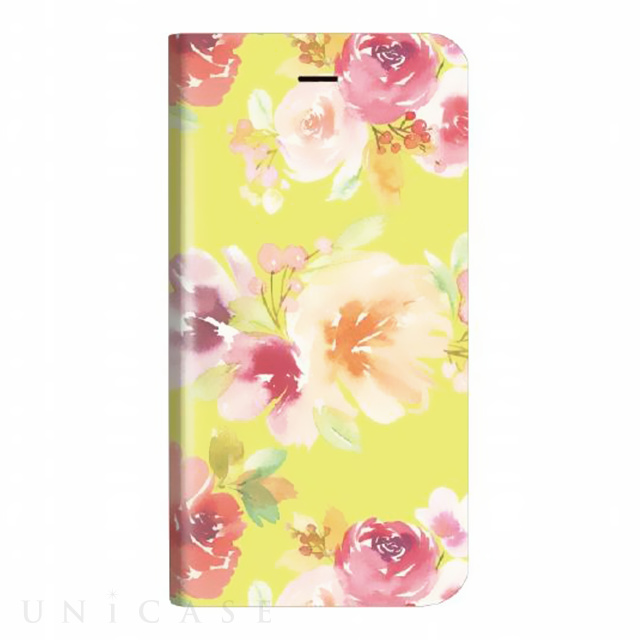 【iPhone8 Plus/7 Plus ケース】薄型デザインPUレザーケース「Design+」 Flower イエロー