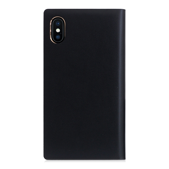 【iPhoneXS/X ケース】Calf Skin Leather Diary (ブラック)サブ画像