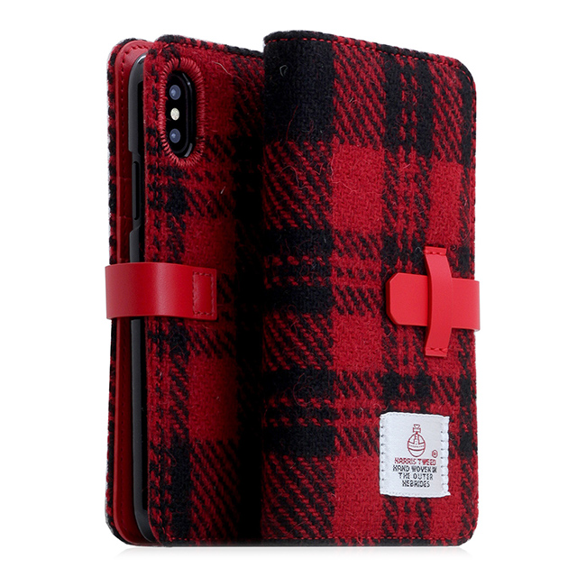 【iPhoneXS/X ケース】Harris Tweed Diary (レッド×ブラック)サブ画像