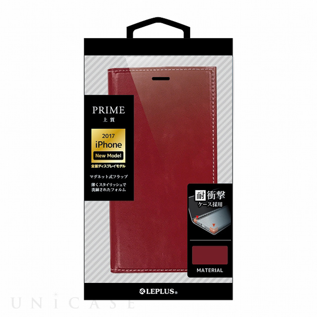 【iPhoneXS/X ケース】薄型PUレザーフラップケース「PRIME」 レッド