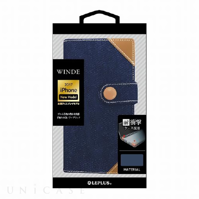 【iPhoneXS/X ケース】デニムフラップケース「WINDE」 インディゴB