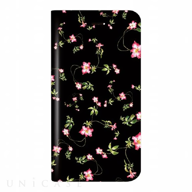 【iPhoneXS/X ケース】薄型デザインPUレザーケース「Design+」 Flower ブラック