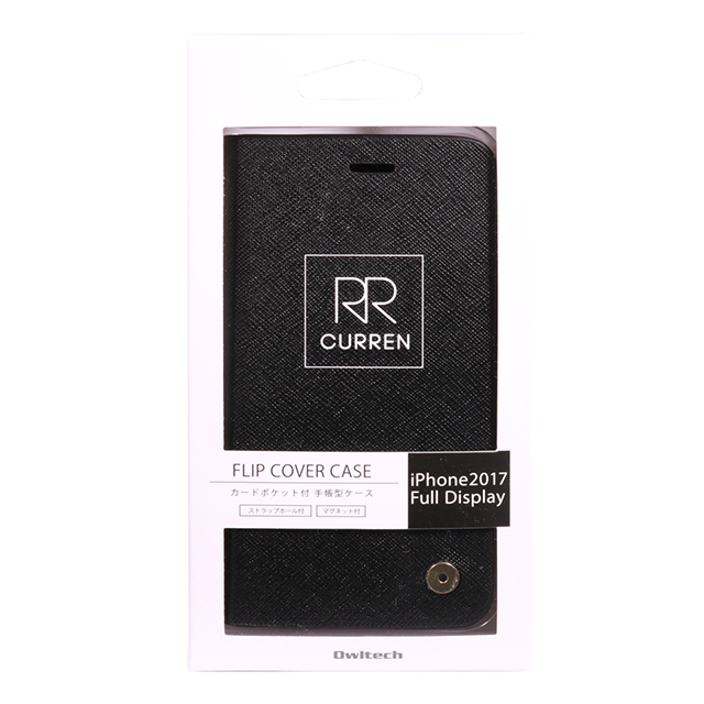 【iPhoneXS/X ケース】CURREN フリップカバー サフィアーノ調 (ブラック)サブ画像