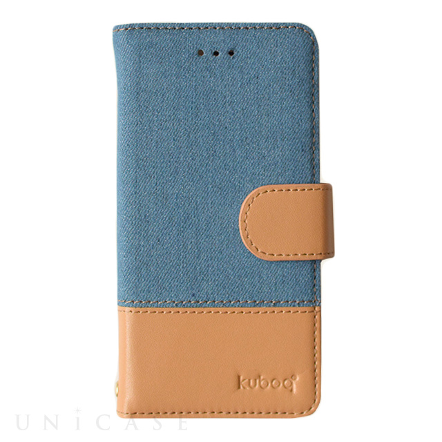 【iPhone8/7 ケース】ベロあり PU x デニム (Light Blue Camel)