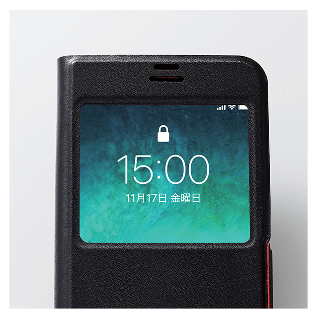 【iPhone8/7 ケース】ソフトレザーカバー 薄型 窓付 磁石付 (ブラック) goods_nameサブ画像