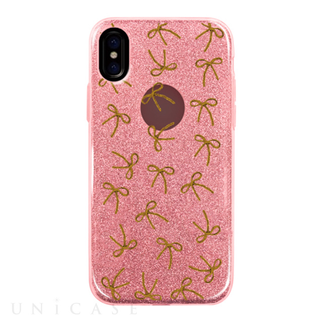 【iPhoneXS/X ケース】グリッターケース (embroidery ribon)