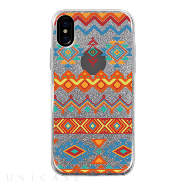 【iPhoneXS/X ケース】グリッターケース (Ethnic pattern)