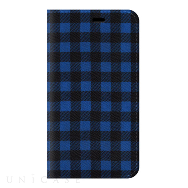 【iPhoneXS/X ケース】手帳型ケース (Gingham-Blue)