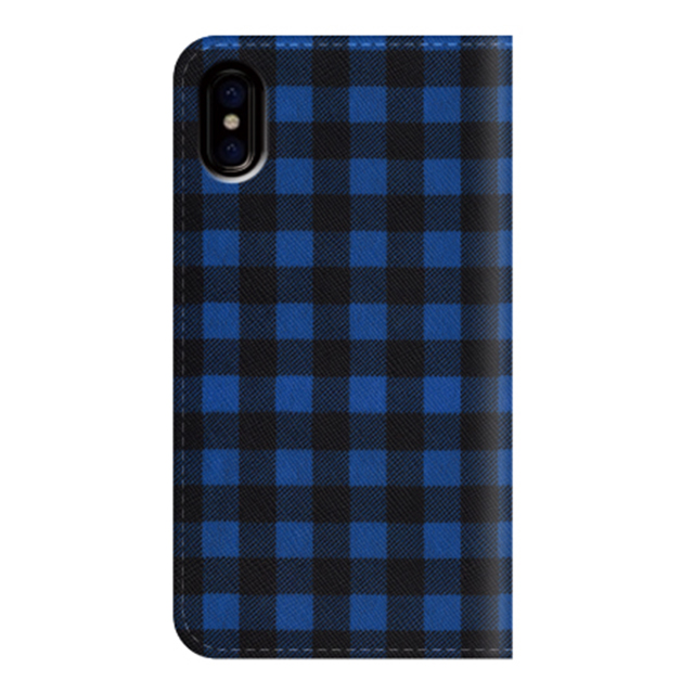 【iPhoneXS/X ケース】手帳型ケース (Gingham-Blue)サブ画像