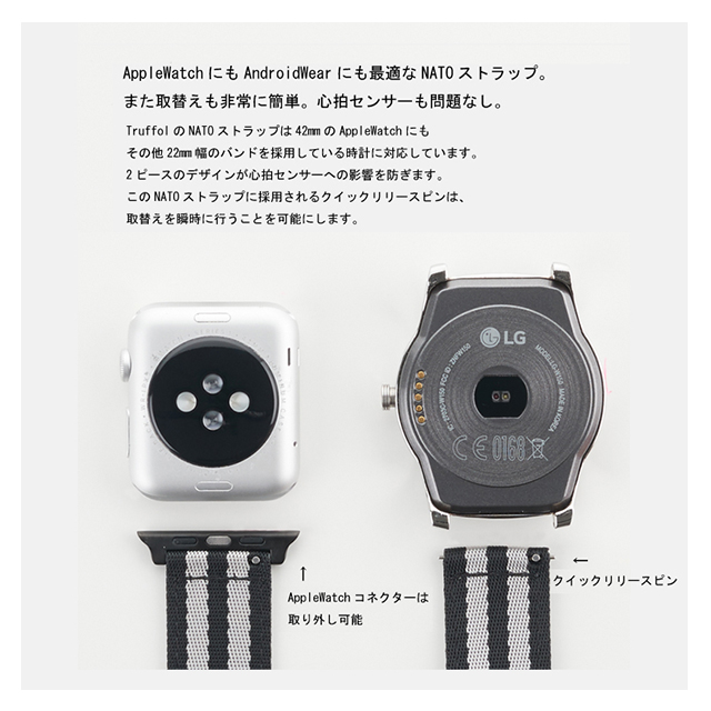 【Apple Watch バンド 44/42mm】22mm NATO Woven Nylon Band (Black/Space Grey) for Apple Watch Series4/2/1サブ画像