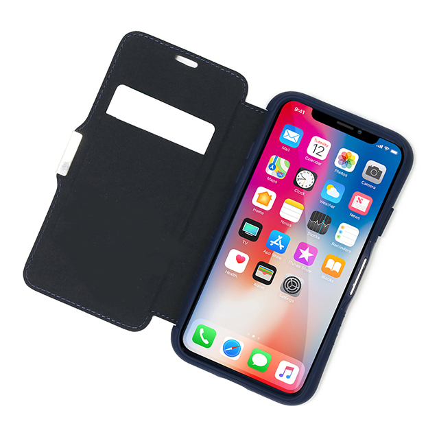 【iPhoneXS/X ケース】Hybrid Card Folio 衝撃吸収・手帳型ケース (ネイビーブルー)サブ画像