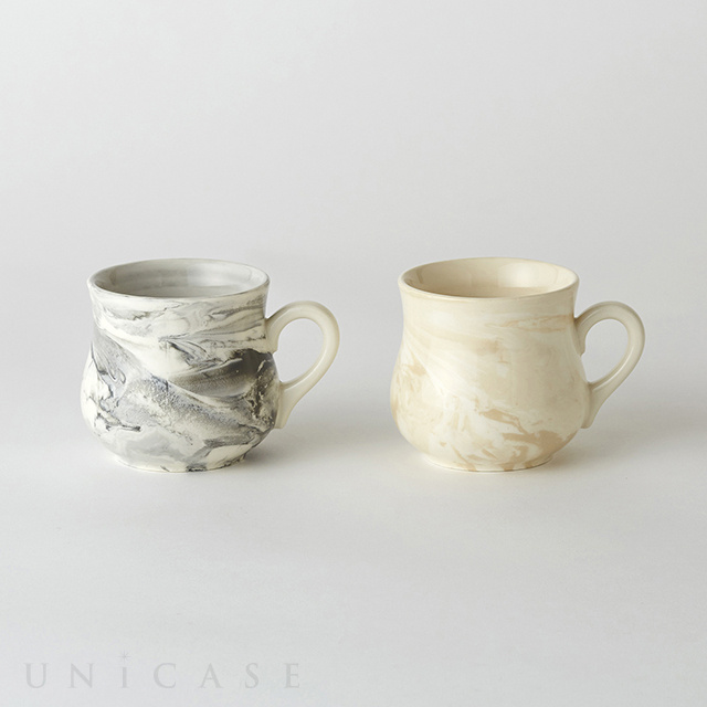 MARBLE MUG IV×GY 2pcs / マーブル マグカップ アイボリー×グレー ペアセット