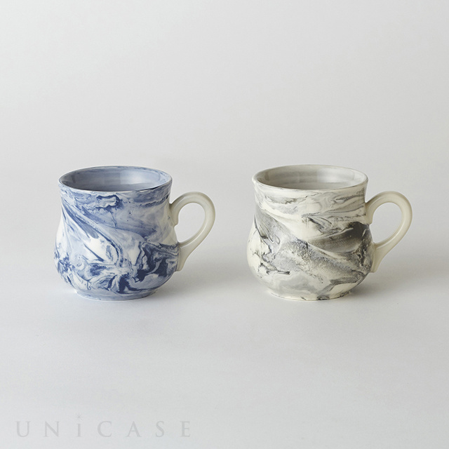 MARBLE MUG GY×BL 2pcs / マーブル マグカップ グレー×ブルー ペアセット