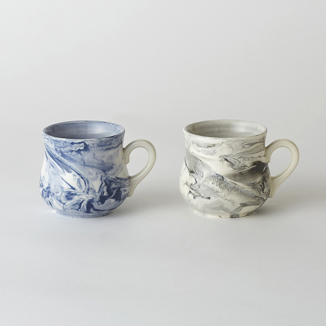 MARBLE MUG GY×BL 2pcs / マーブル マグカップ グレー×ブルー ペアセットサブ画像