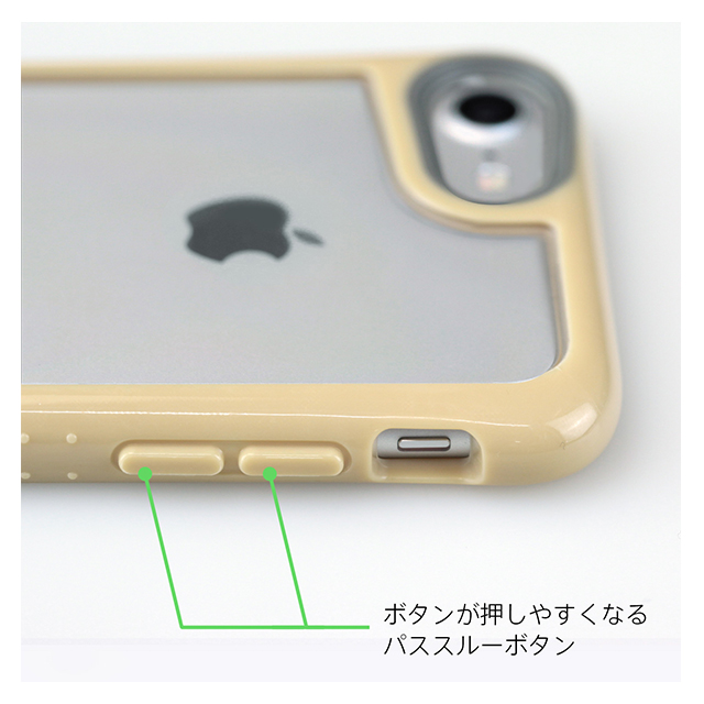 【iPhone8/7 ケース】HYBRID SHELL + TUNEGLASS 耐衝撃クリアケース (ベージュ)サブ画像