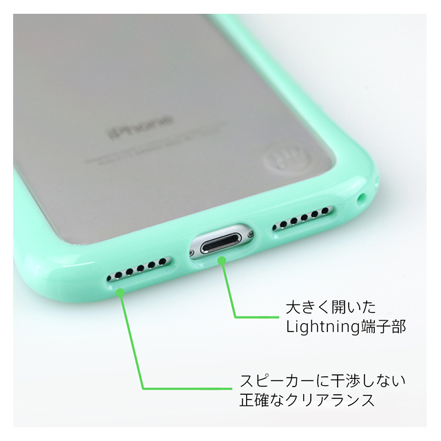 【iPhone8/7 ケース】HYBRID SHELL + TUNEGLASS 耐衝撃クリアケース (ターコイズブルー)サブ画像