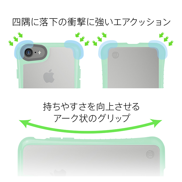 【iPhone8/7 ケース】HYBRID SHELL + TUNEGLASS 耐衝撃クリアケース (ターコイズブルー)サブ画像