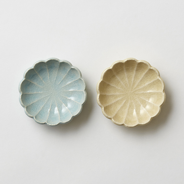 HANAEMI MAMEZARA MIZU×SUNA 2pcs / 花笑み豆皿 水色×砂色 ペアセットgoods_nameサブ画像