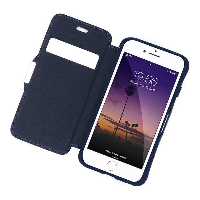 【iPhone8/7 ケース】HYBRID CARD FOLIO 耐衝撃手帳型ケース (ネイビーブルー)サブ画像