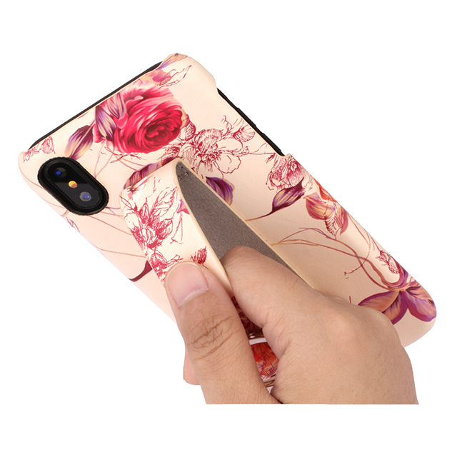 【iPhoneXS/X ケース】ベルト付き花柄ケース (ホワイトブルー)goods_nameサブ画像