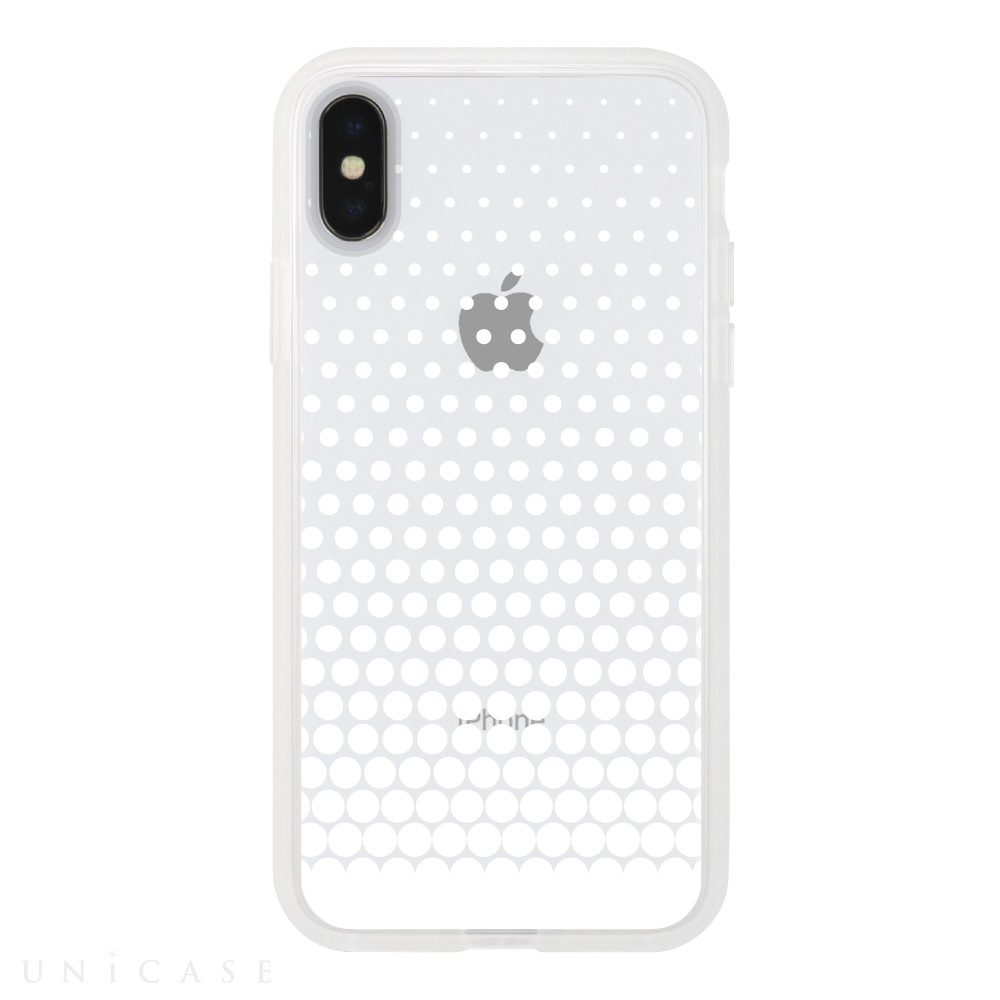 【iPhoneXS/X ケース】MONOCHROME CASE for iPhoneXS/X (Gradation Dot White)