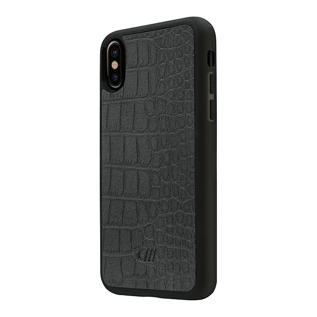 【iPhoneXS/X ケース】Vegan Leather Case (Crocodile Patent Grey)サブ画像