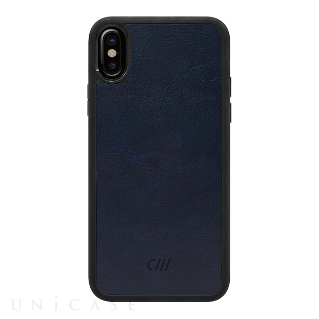 【iPhoneXS/X ケース】Vegan Leather Case (Smooth Leather Navy)