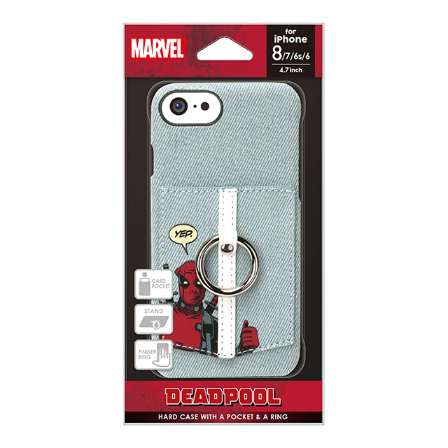 【iPhoneSE(第3/2世代)/8/7/6s/6 ケース】MARVELハードケースポケット＆リング付き (デッドプール/デニム)サブ画像