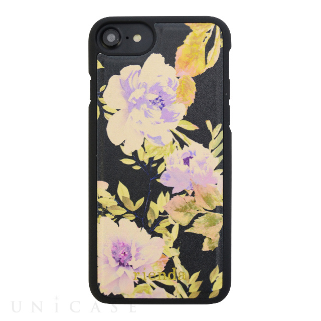 【iPhoneSE(第3/2世代)/8/7/6s/6 ケース】rienda プリント背面ケース VINTAGE ROSE (BLACK)