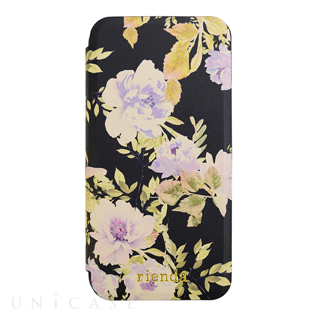 【iPhoneXS/X ケース】rienda 薄型手帳 VINTAGE ROSE (BLACK)