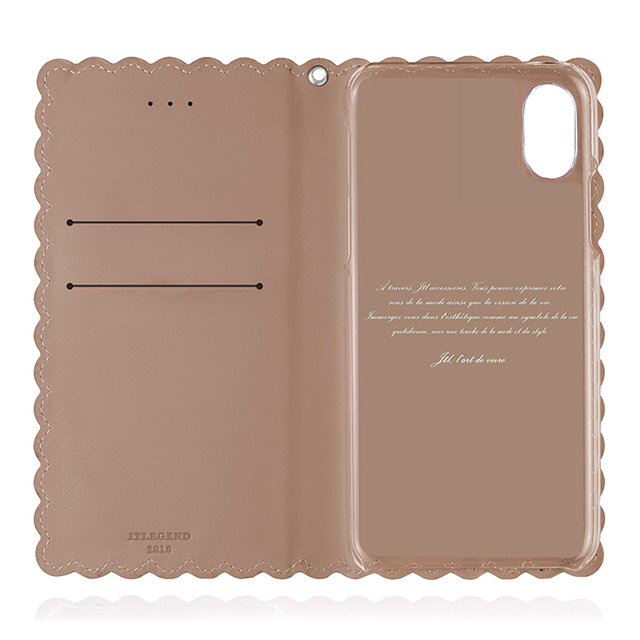 【iPhoneXS/X ケース】Biscuit Cowhide Leather Flip case (Apricot)サブ画像