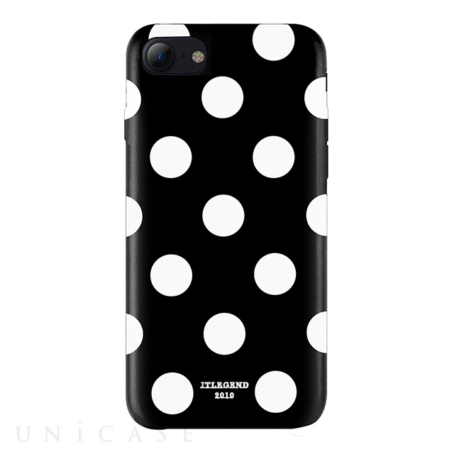 【iPhone8/7 ケース】Polka PU Leather Back Case (Black Polka)