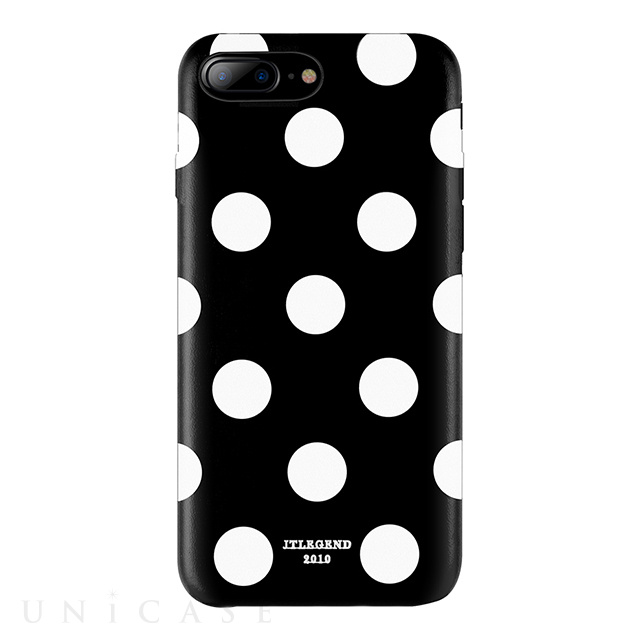 【iPhone8 Plus/7 Plus ケース】Polka PU Leather Back Case (Black Polka)