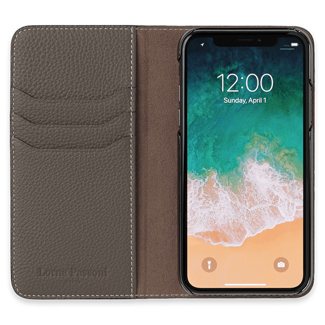 iPhoneXS/X ケース】German Shrunken Calf Folio Case (Orange) Lorna