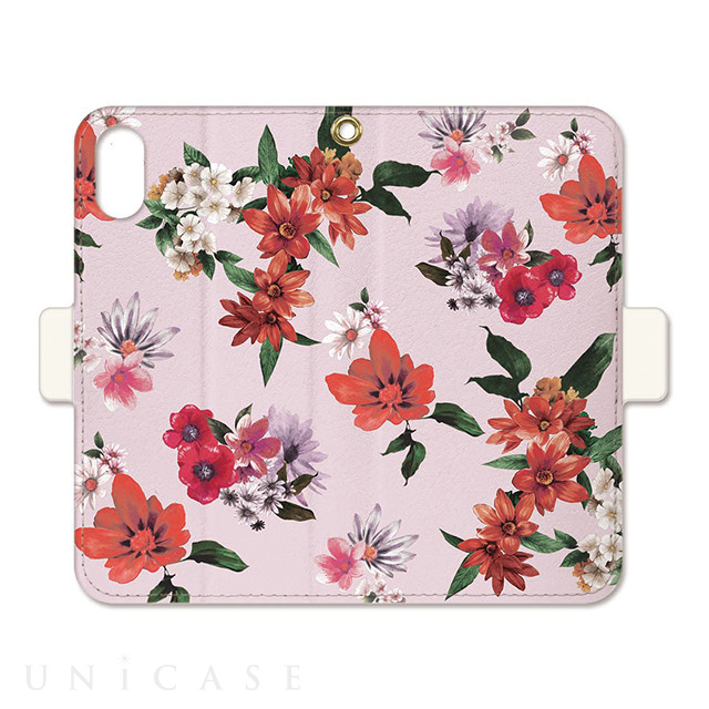 【iPhoneXS/X ケース】OILSHOCK DESIGNS Floral花柄手帳ケース (Vivid flower-PNK)