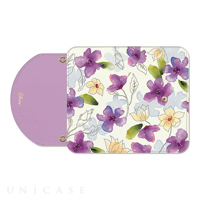 【iPhoneXS/X ケース】OILSHOCK DESIGNS Floral花柄三つ折手帳型ケース (Ladylike flower purple)