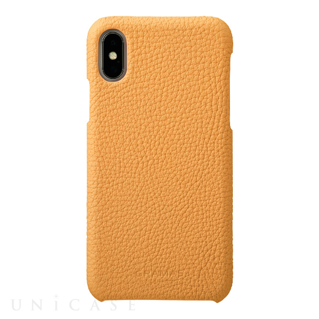 【iPhoneXS/X ケース】Shrunken-calf Shell Leather Case (Yellow)