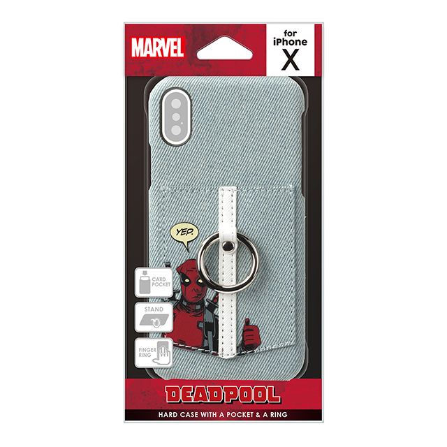 【iPhoneXS/X ケース】MARVELハードケースポケット＆リング付き (デッドプール/デニム)サブ画像