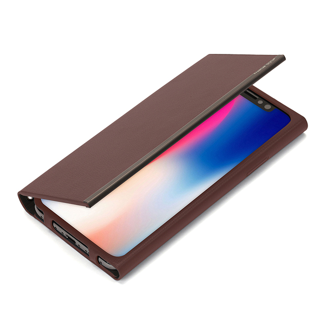 【iPhoneX ケース】オールPUレザーフリップカバー (ワインレッド)サブ画像