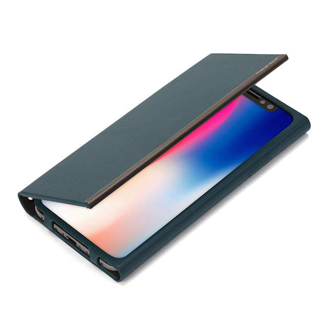 【iPhoneX ケース】オールPUレザーフリップカバー (ブルー)サブ画像