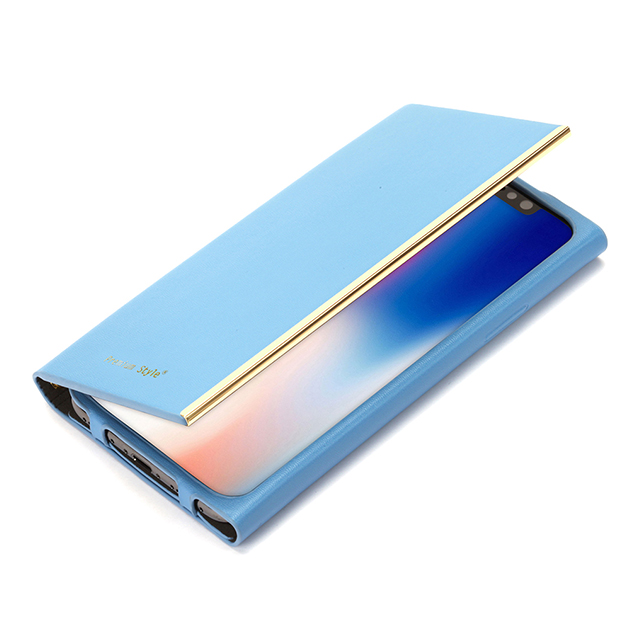 【iPhoneX ケース】オールPUレザーフリップカバー (ブルー)サブ画像