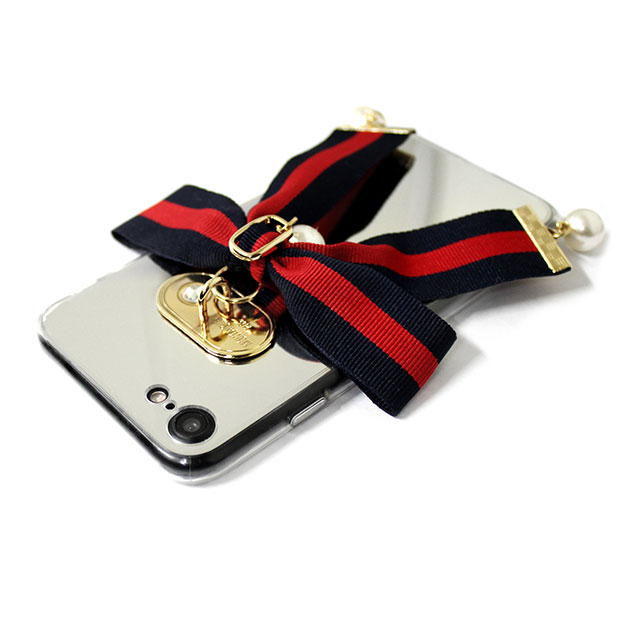 【iPhoneSE(第3/2世代)/8/7 ケース】Mirror Ribbon Case (ネイビー/レッド) goods_nameサブ画像