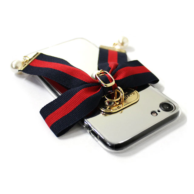 【iPhoneSE(第3/2世代)/8/7 ケース】Mirror Ribbon Case (ネイビー/レッド) goods_nameサブ画像