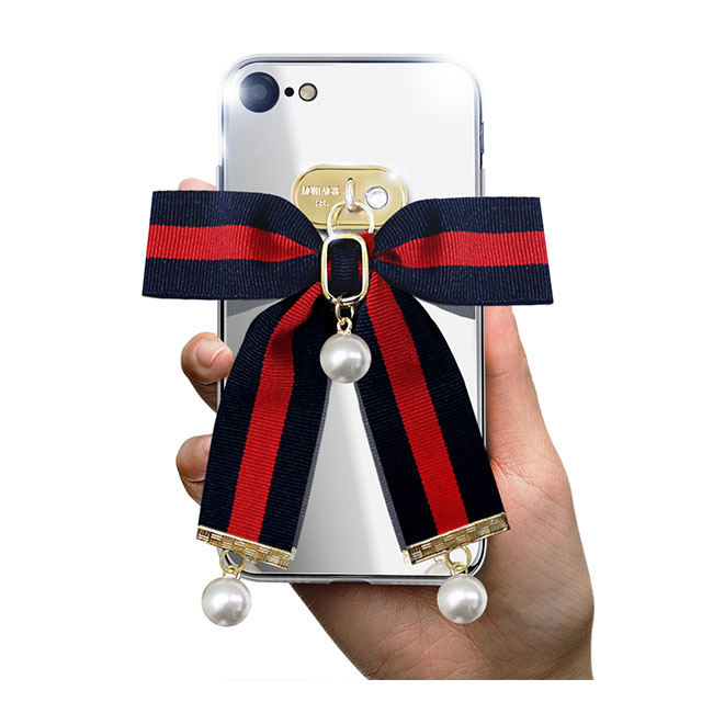 【iPhoneSE(第3/2世代)/8/7 ケース】Mirror Ribbon Case (ネイビー/レッド) サブ画像