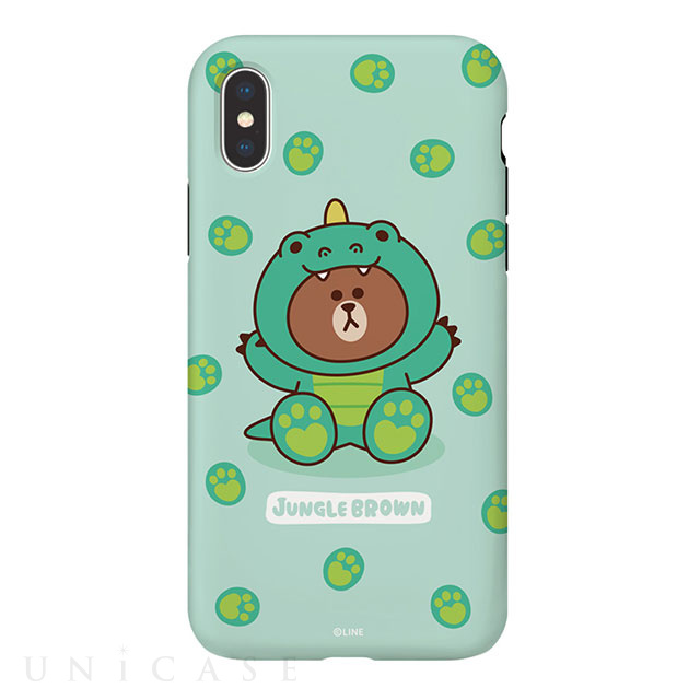 【iPhoneXS/X ケース】LINE FRIENDSケース ジャングルブラウン (ザウルス)